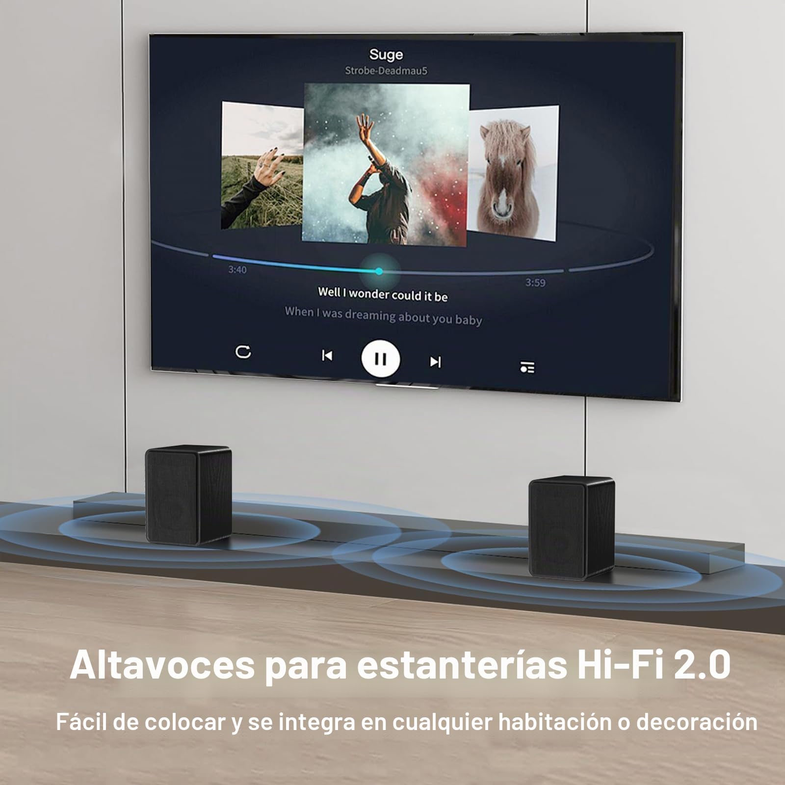 LONPOO Activo Altavoz de estantería con alimentación, con woofer de 4'' y Tweeter de cúpula de Seda de 1'', 60W RMS con conexión óptica, RCA, Bluetooth 5.3, AUX-IN y Mando a Distancia