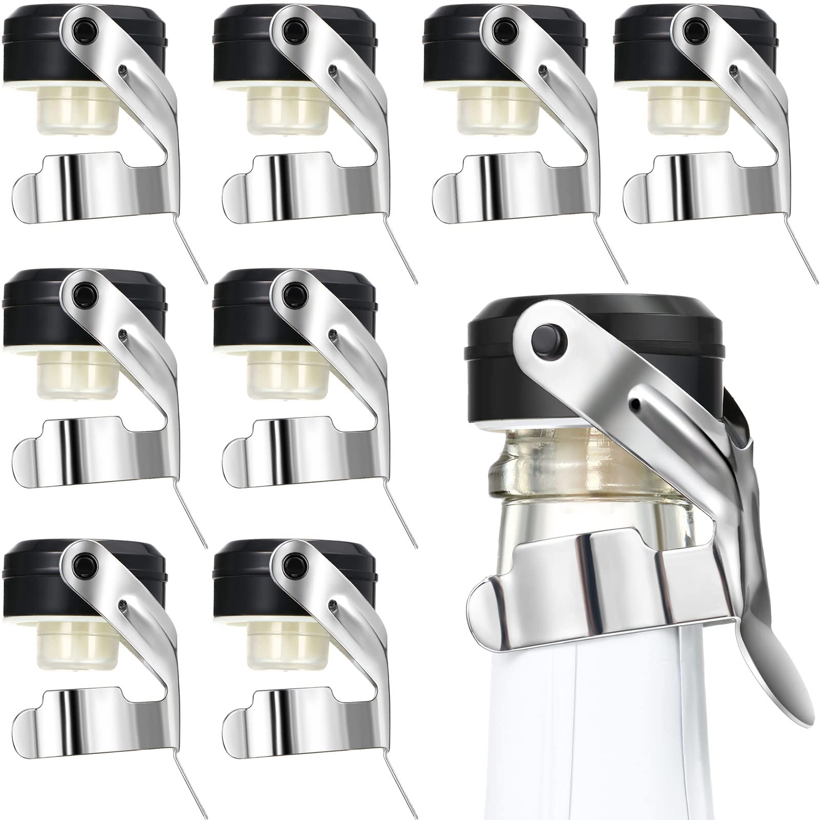 Lot de 8 bouchons à champagne en acier inoxydable 7,9 x 4,8 cm