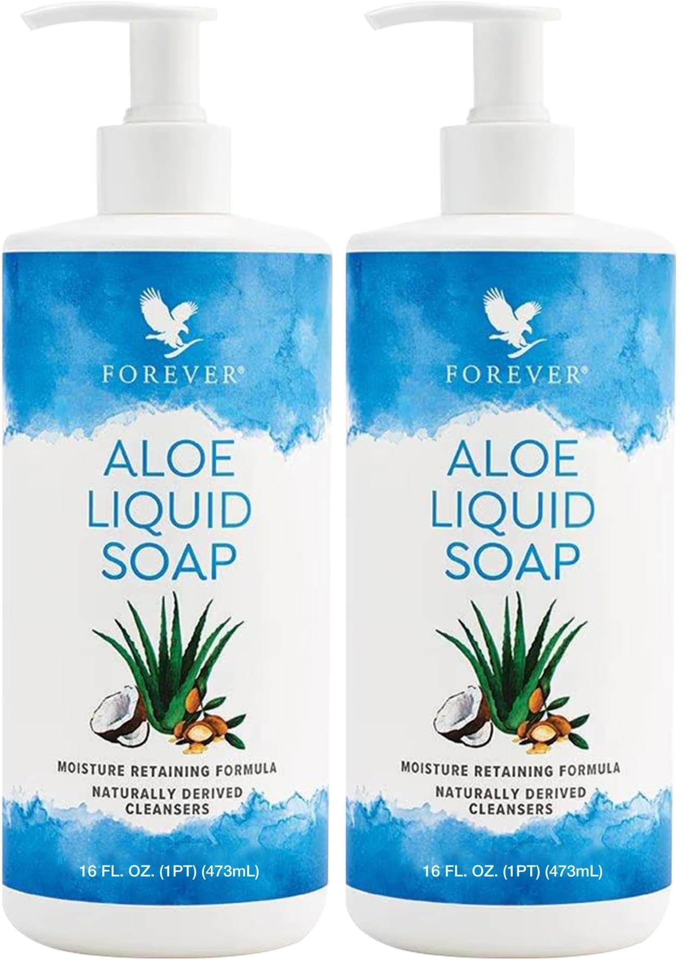 Forever Living - Aloe Liquid Soap - Gentle Cleansing and Moisturizing with Aloe Vera, Jojoba and Argan Oil - Gluten-Free and Vegan - 16 fl oz (Pack of 2) 8 Fl O