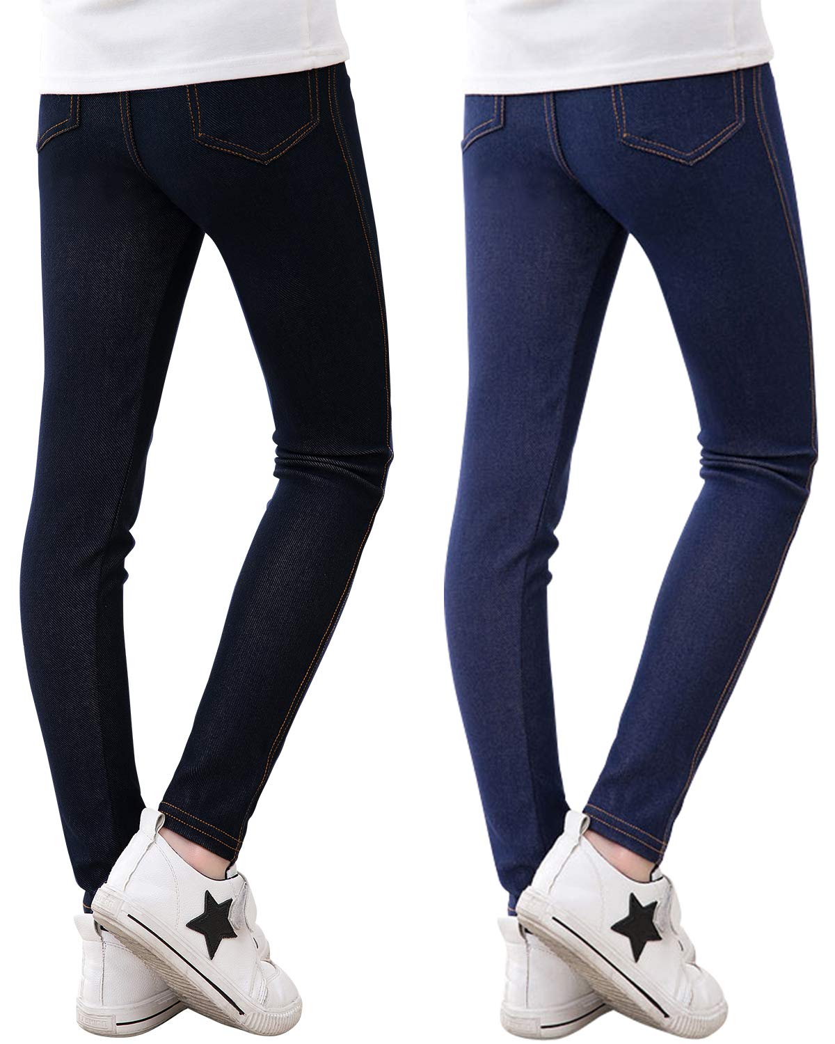 Adorel Mädchen Leggings Jeans-Optik Lang Hosen Jeggings 2er-Pack