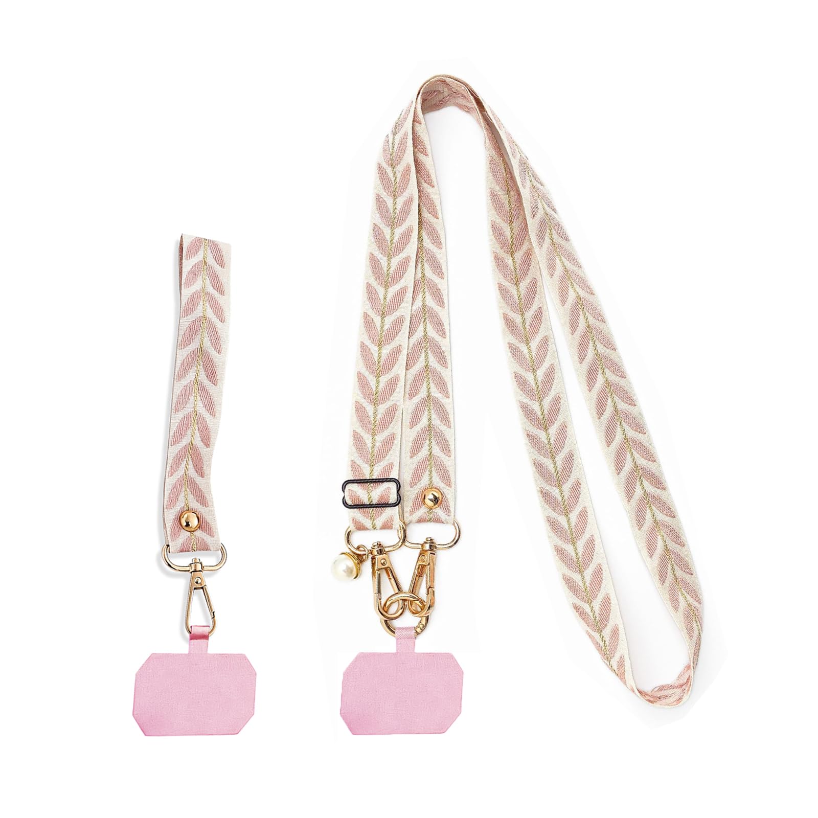 Exburanty Unisex Pink 2 Pcs Adjustable Universal Phone Lanyard, Adjustable Neck Strap, Wrist Strap, For All Smartphones,
