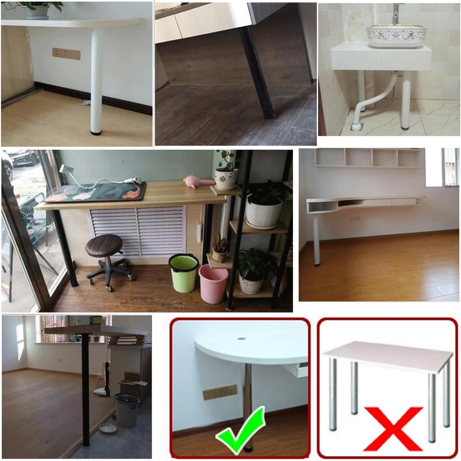 4 Pièces Pieds de Meubles Réglables, Pied de Table Reglable Hauteur