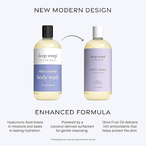 Miniatura 3 de Deep Steep Gel de ducha hidratante con ácido hialurónico, manteca de karité, aloe vera y aceite de argán, vegano, belleza limpia, piel limpia y