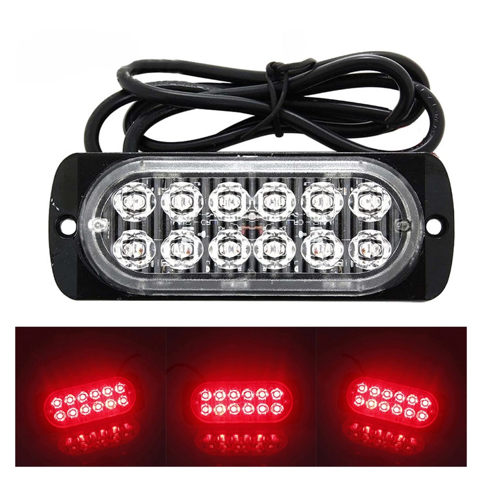 Blocchi luci antinebbia Universal 12LED Off-road Car Trailer Trucks Safety Urgent Working Fendinebbia Lampada A Luce Rossa 12V-24V 36W - Urgent Light Shell In Plastica