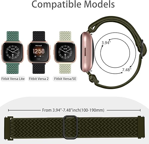 Miniatura 3 de Paquete de 6 correas de nailon compatibles con Fitbit Versa 2VersaVersa LiteVersa SE, bandas de desplazamiento suaves y elásticas, ajustables y