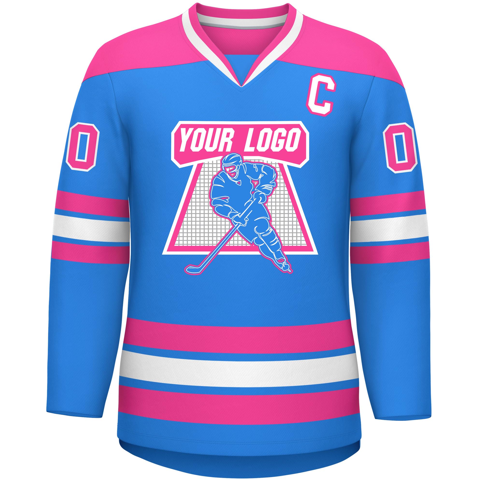 Custom Hockey Jersey Stitched or Printed Name Number V-Neck Athletic Jersey