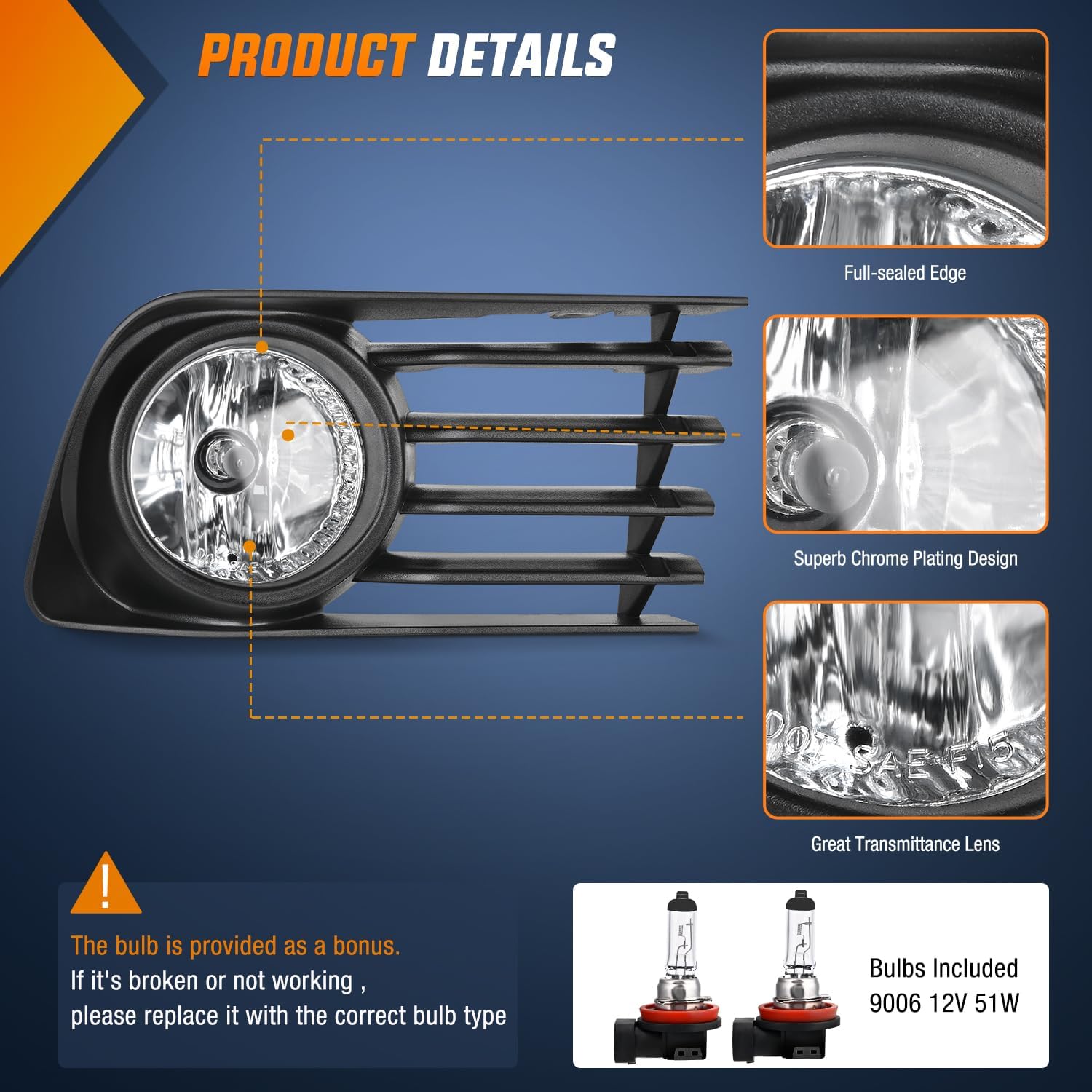 Nilight Fog Lights Assembly Compatible with 2004 2005 2006 2007 2008 2009 Toyota Prius Lamp Replacement Clear Lens Driver and Passenger Side