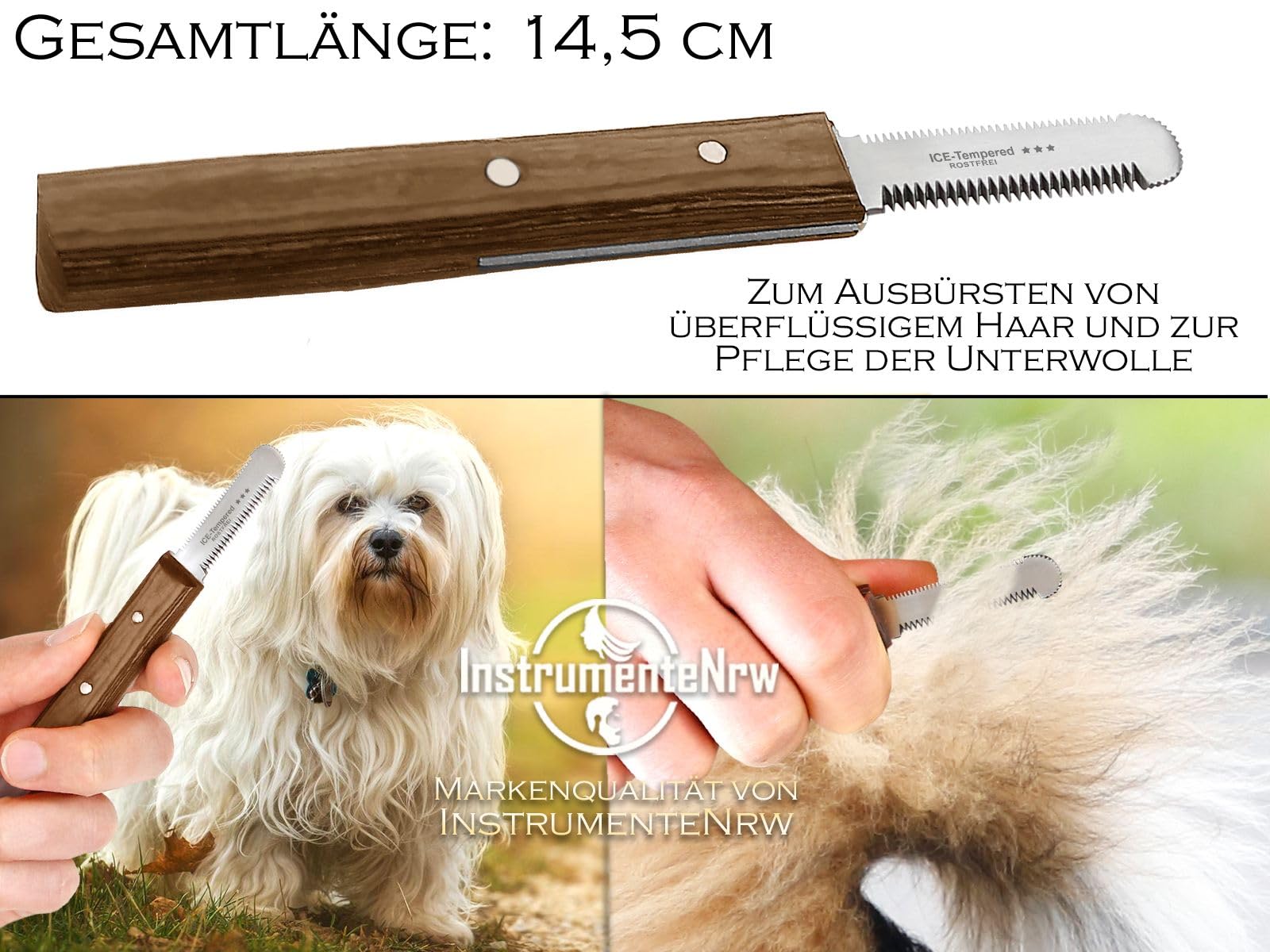 Trimmmesser Set für Hunde und Katzen 3-teiliger Satz Haustier Trimmer - Hundefellpflege Kamm - Unterwolle Fellmesser Hundeschere aus Edelstahl für Langhaar und Kurzhaar