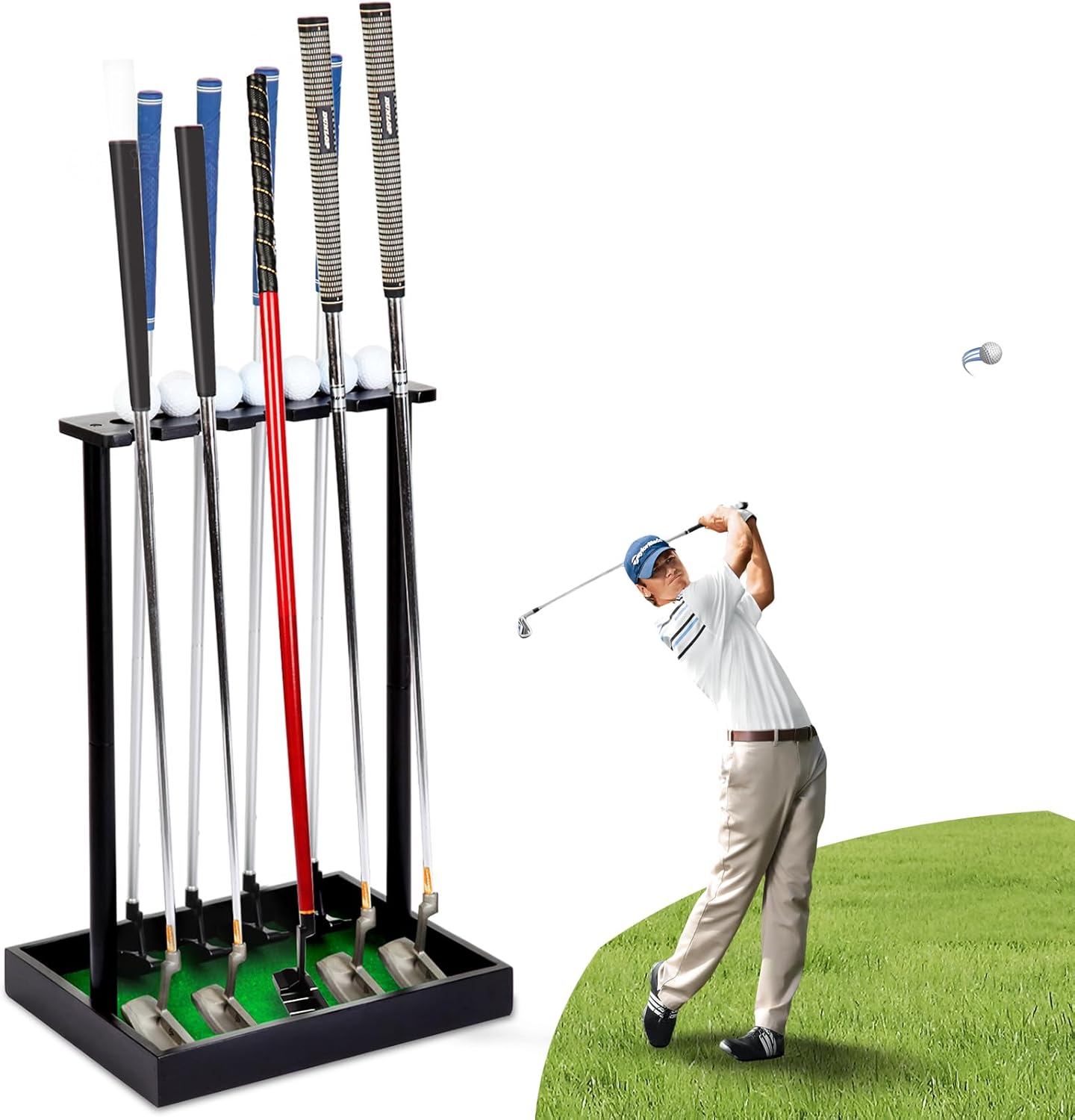 Amazon.com : Xnwouco Golf Club Rack - Organizer for 9 Cues with ...