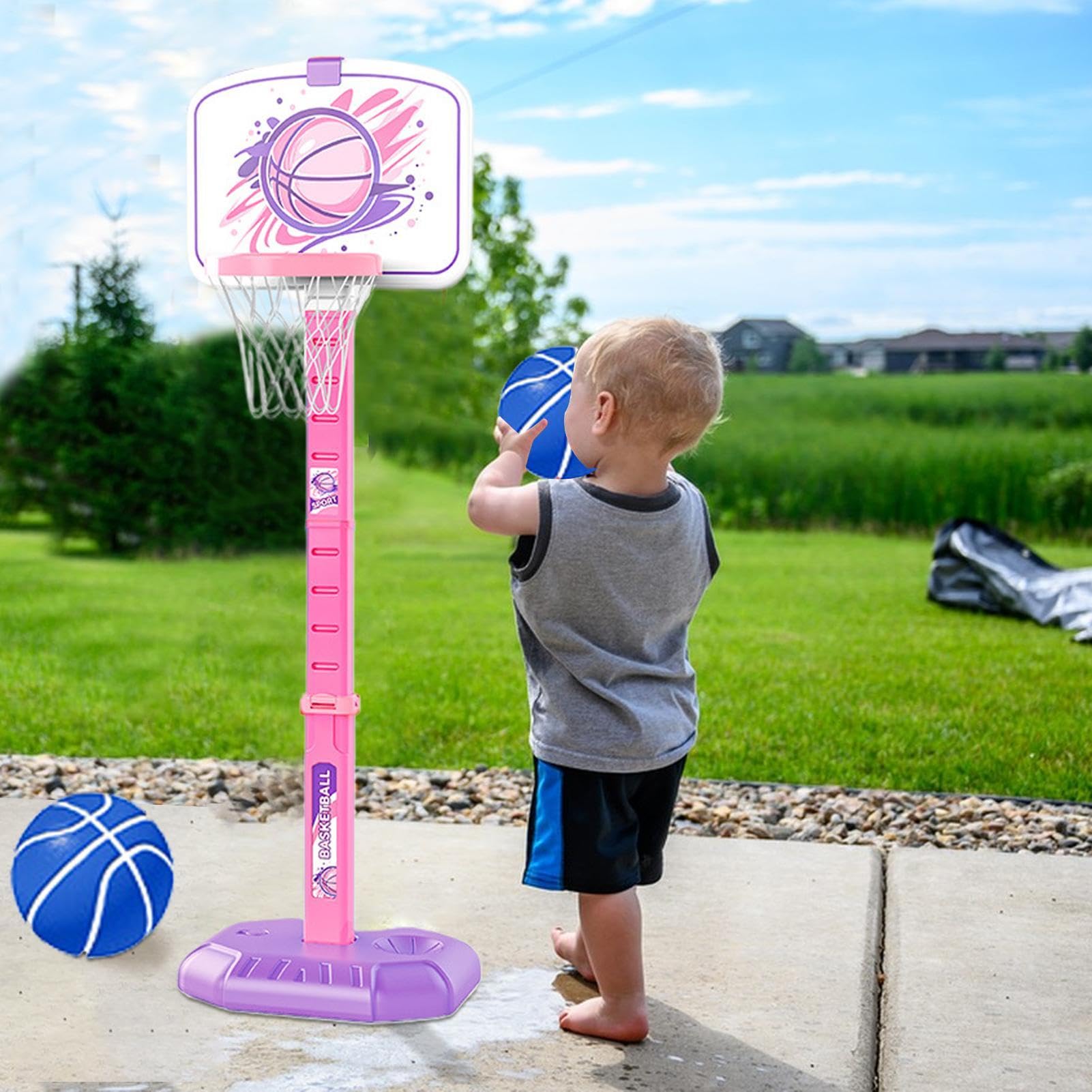 Cerchio da basket per bambini, per interni | Giocattoli di taglio regolabili in altezza, set di giocattoli sportivi coperti per 1-8 anni