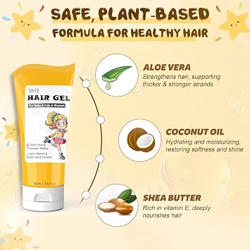 Samnyte Hair Wax Stick & Kids Hair Gel Set, Slick Back Gel for Women, Kids, Non-Greasy Fly Away Hair Tamer, Moisturise and Nourish with Vitamin E