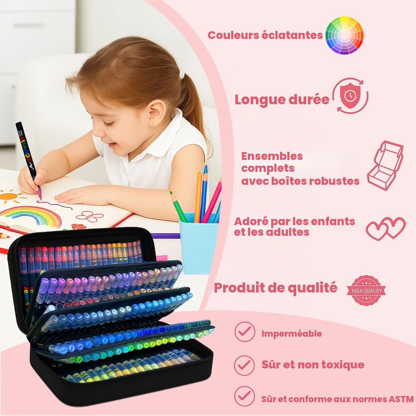 168 Marqueurs Acryliques, Pointe Pinceau 1-5 mm, Coffret Cadeau et Sac