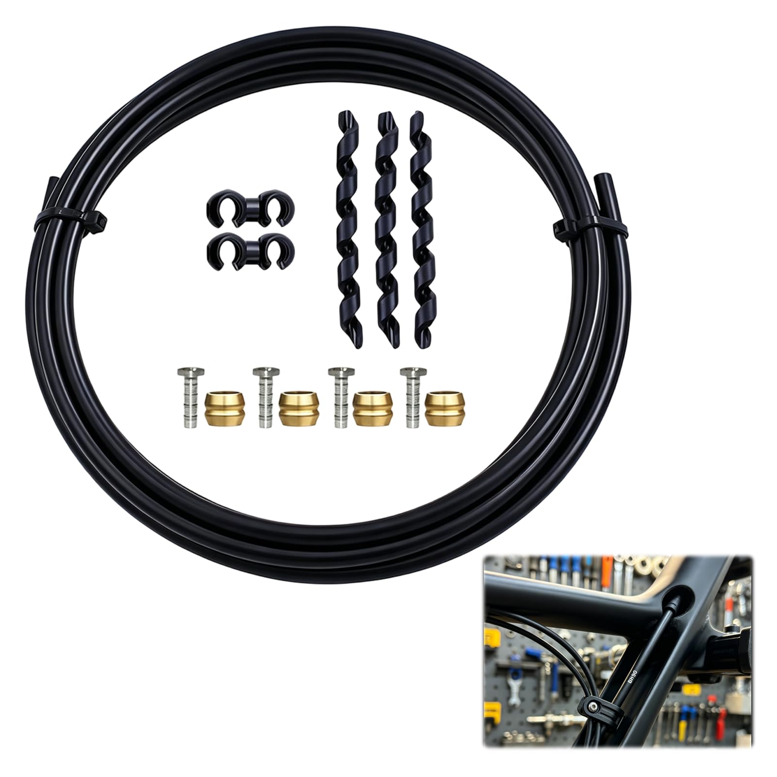 Brake Cables for Bicycles, 11PCS Hydraulic Brake Hose Line Kit with 3M Length, High Pressure Disc Lines Compatible with Shimano BH90 and SRAM Systems, Suitable for Mountain and Road Bikes