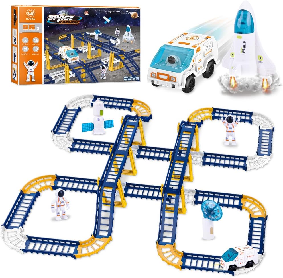 Wdmiya Car Magic Track, 56 Pcs Space Toys Include Electric Race