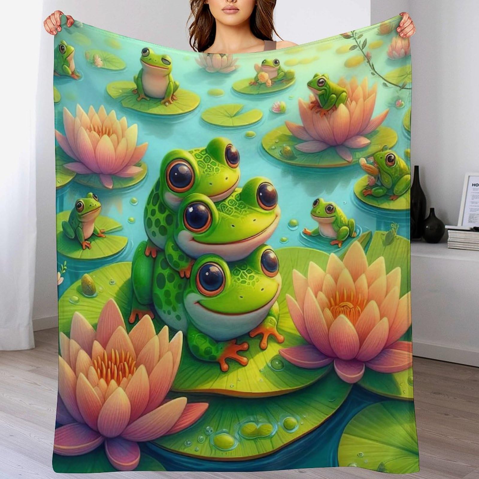Couverture polaire grenouille pour canapé et lit thermique douce