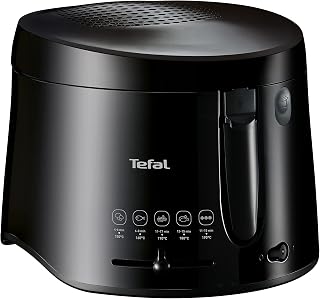 Tefal Maxi Fry Fritteuse, Cool Wall Technologie, bis zu 1,2 kg Fassungsvermögen, einklappbarer Griff, kompakte Größe, regelbares Thermostat von 150°C bis 190°C, schwarz, FF1078