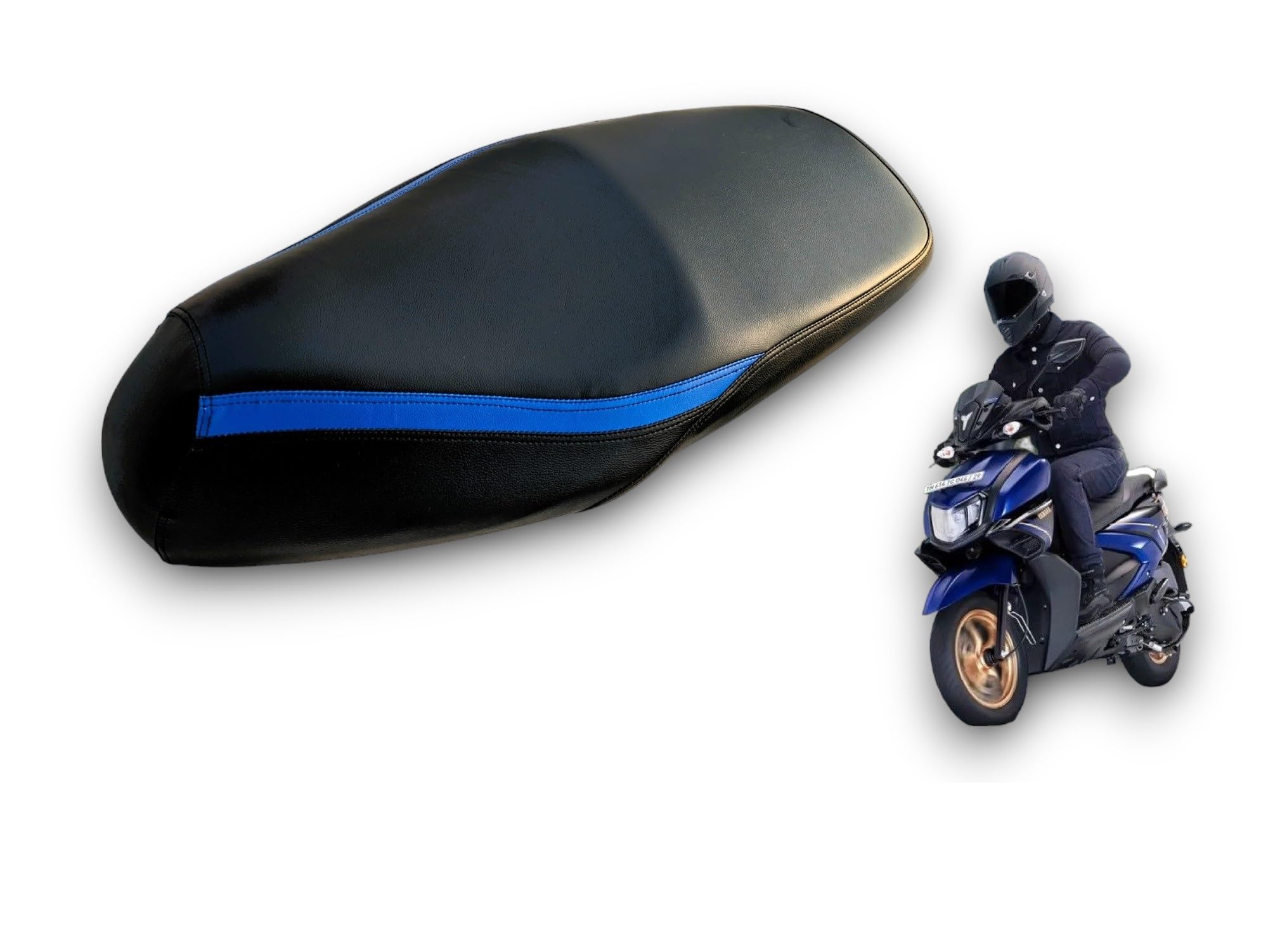 RAY ZR 125 FI BS6 Scooter Seat Cover, Blue Black, Waterproof, PU Leather-image-23