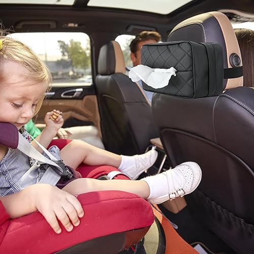 Miniatura 6 de Soporte para pañuelos de automóvil, organizador de cuero para asiento trasero, accesorios de automóvil para pañuelos rectangulares estándar, tamaño
