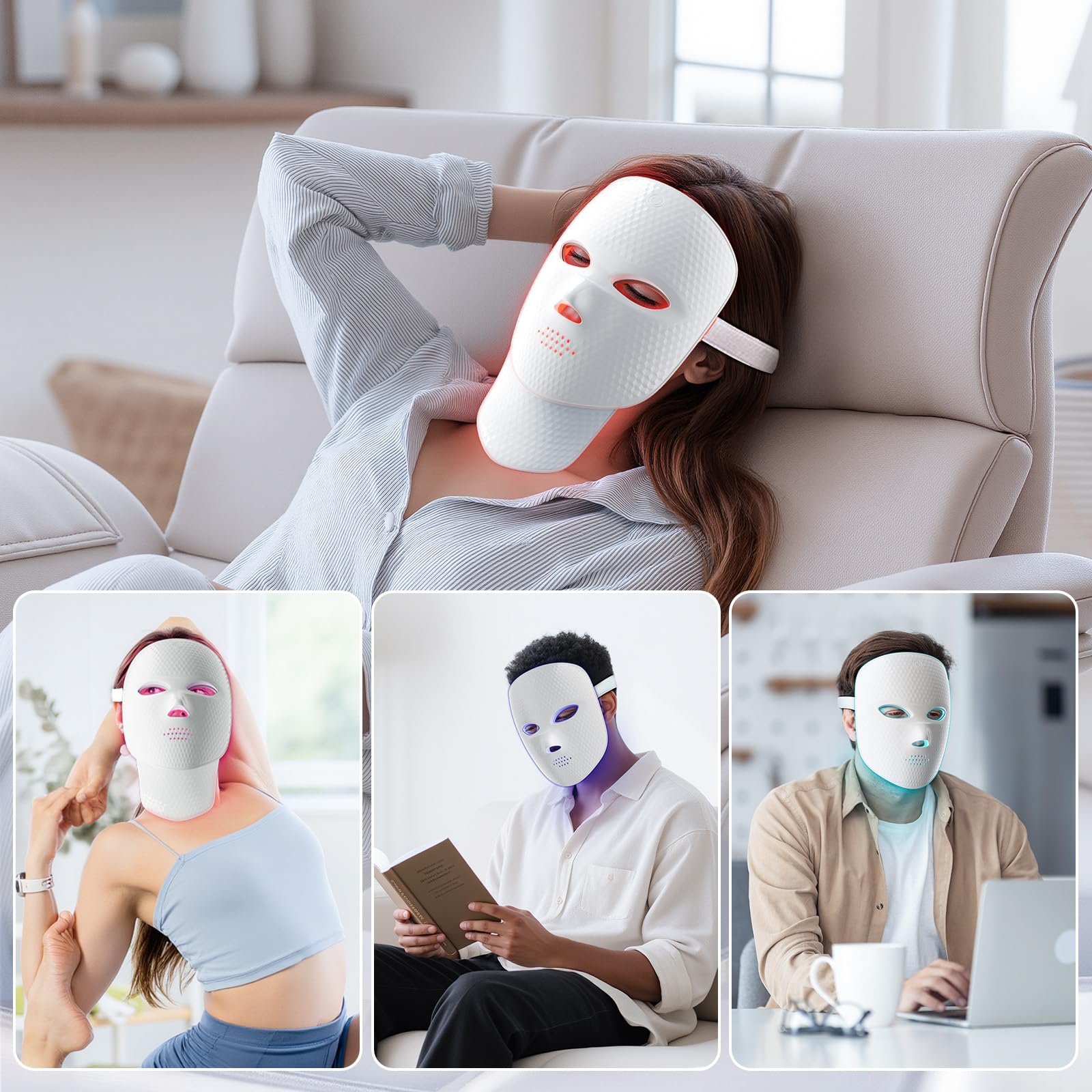 ONLUKY Red Light Therapy for Face & Neck mask Treatment for Wrinkles & Acne