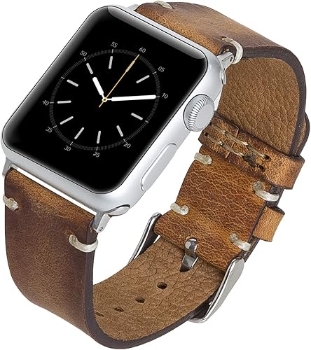 Venito Sarno - Correa de cuero de alta calidad compatible con Apple Watch Series 1, 2, 3, 4, 5, 6, 7, SE (1.732 in1.654 in1.575 in1.496 in con