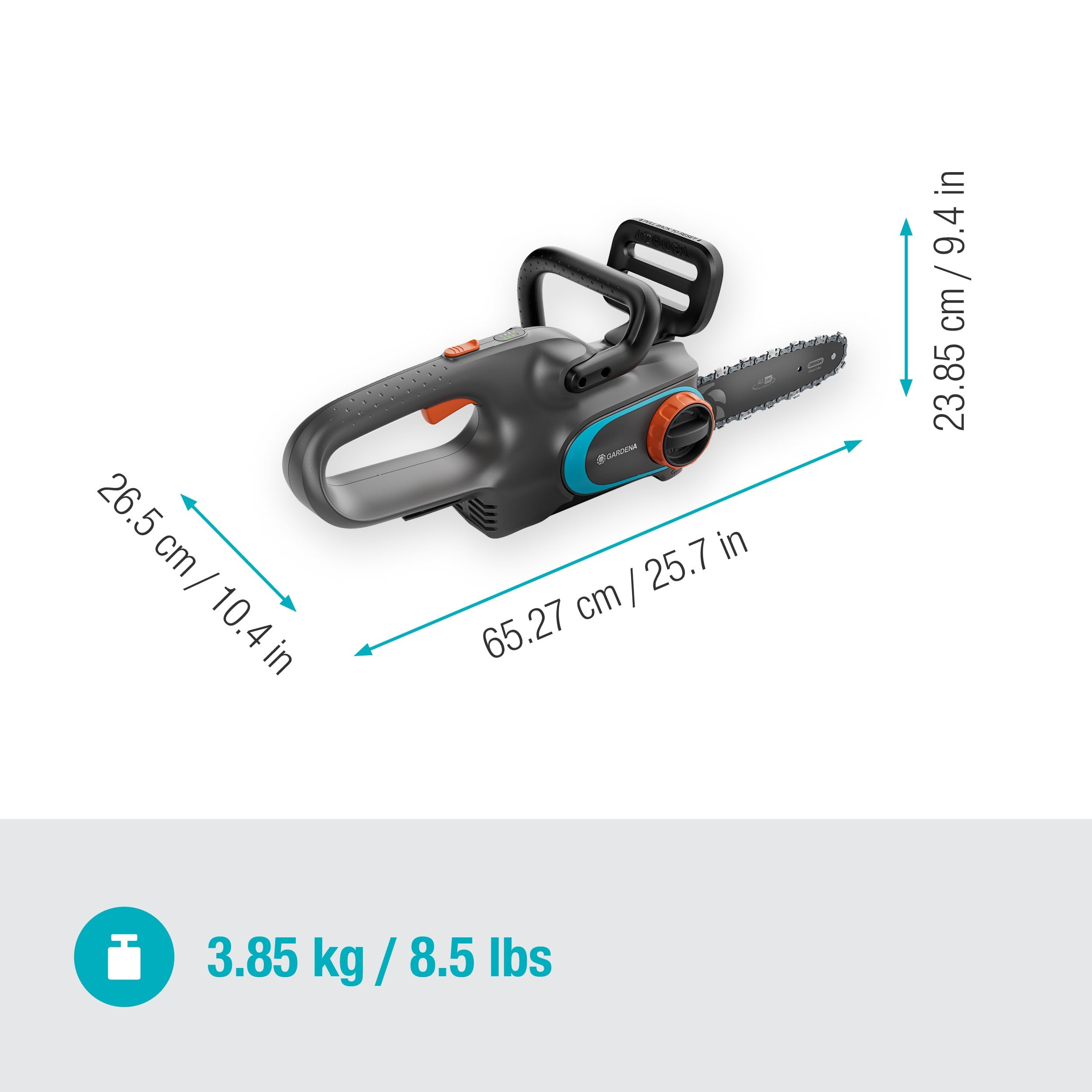 Gardena Akku-Kettensäge PowerSaw 250/18V P4A solo: Oregon Kette, Ergonomisch, Geräuscharm, Kettenbremse, Kabellos (14790-55)