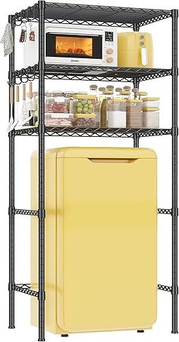 Miniatura 9 de REIBII Mini estante para refrigerador de 3 niveles con almacenamiento para dormitorio, estantes ajustables, estantes de almacenamiento de metal,
