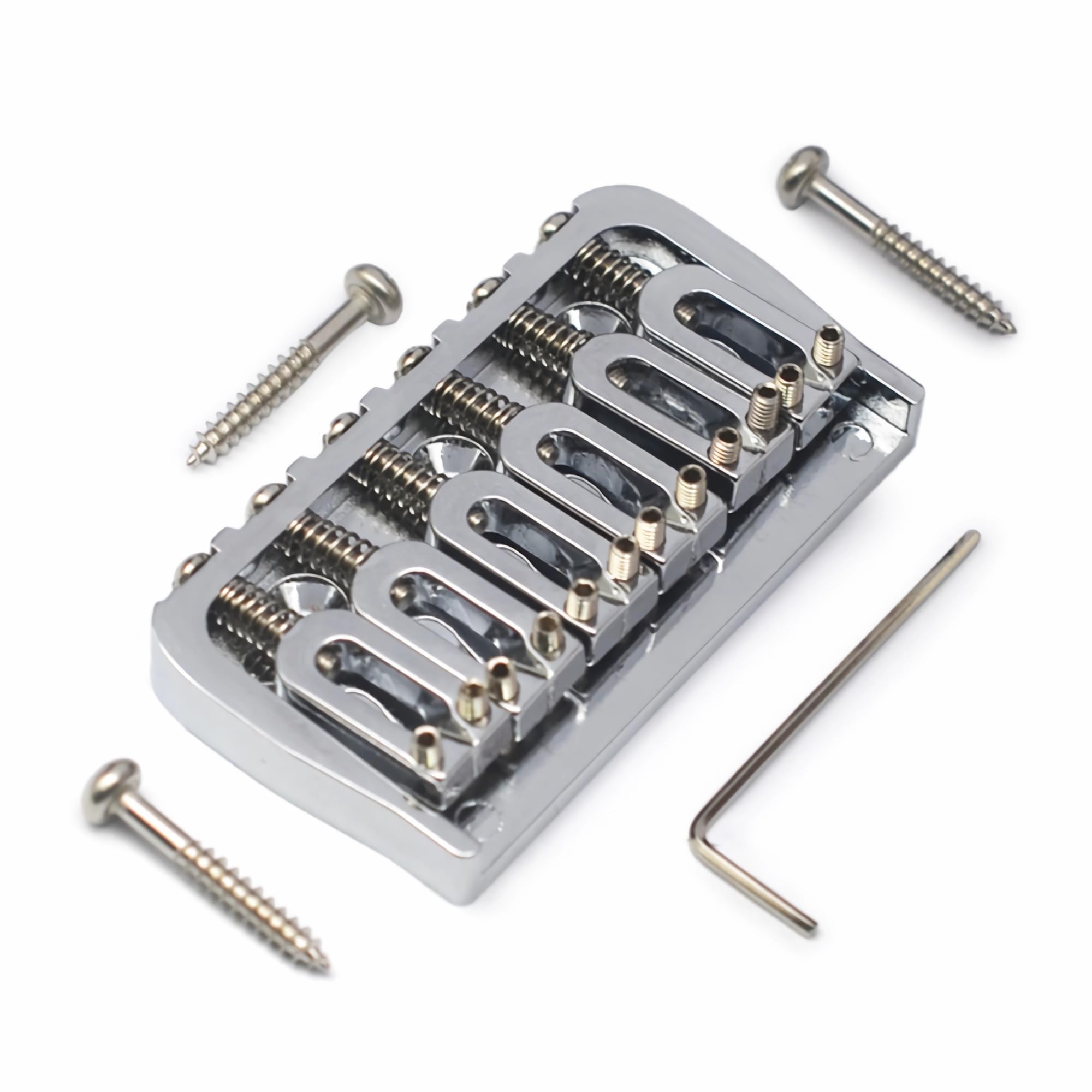 Amuic Fixed Bridge Tailpiece for 6 String Guitar, 72.8mm Hardtail Saddle Bridge for Strat/Tele Guitars Replacement (Chrome, For 6 Strings Guitar)