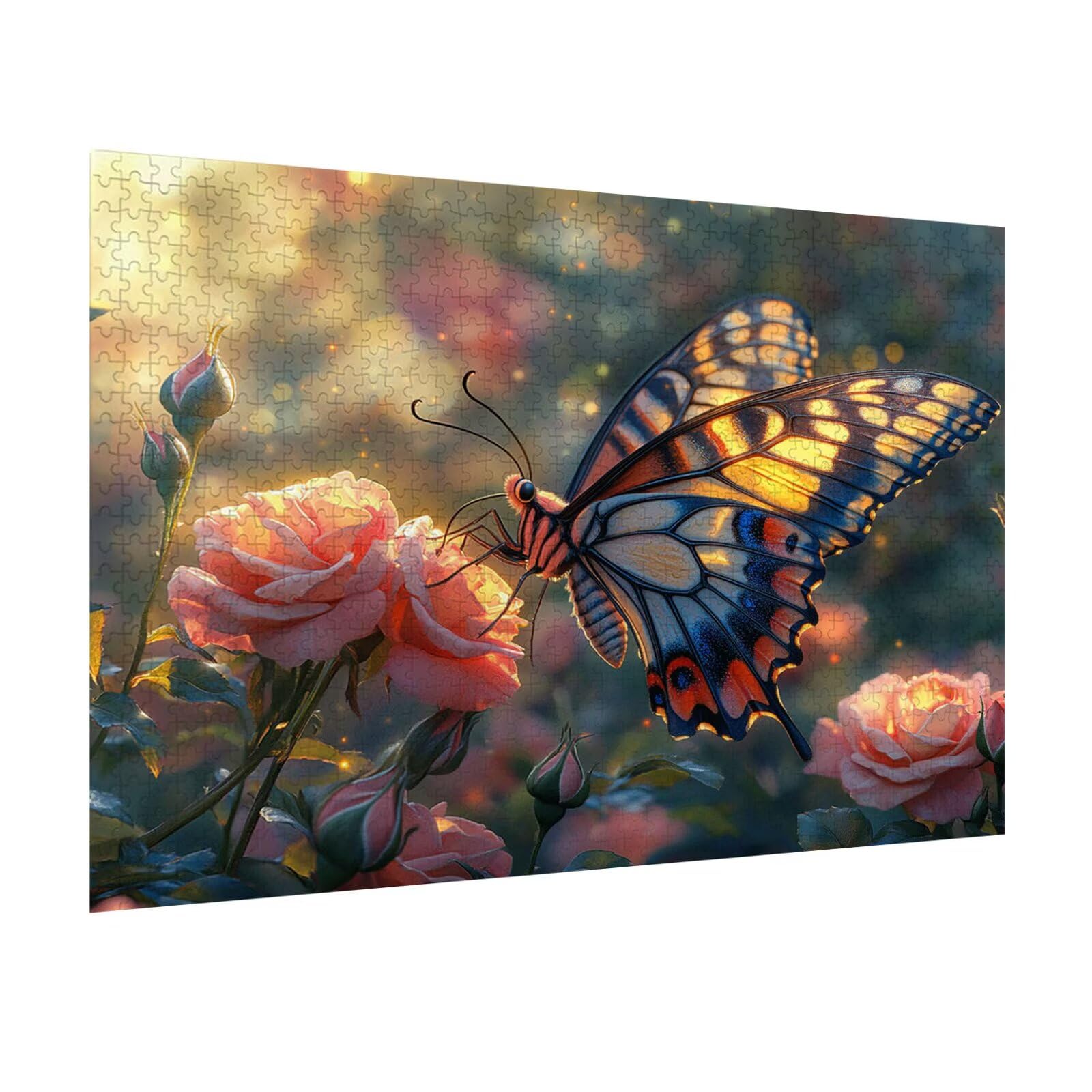 Puzzle 5000 Teile für Erwachsene, 3D Puzzle Rose Holzpuzzles, n-536 | Puzzlematte Schmetterling, Heimunterhaltung, Entspannung Meditationspuzzle, Impossible Klassische Jigsaw Puzzles, Home Decor