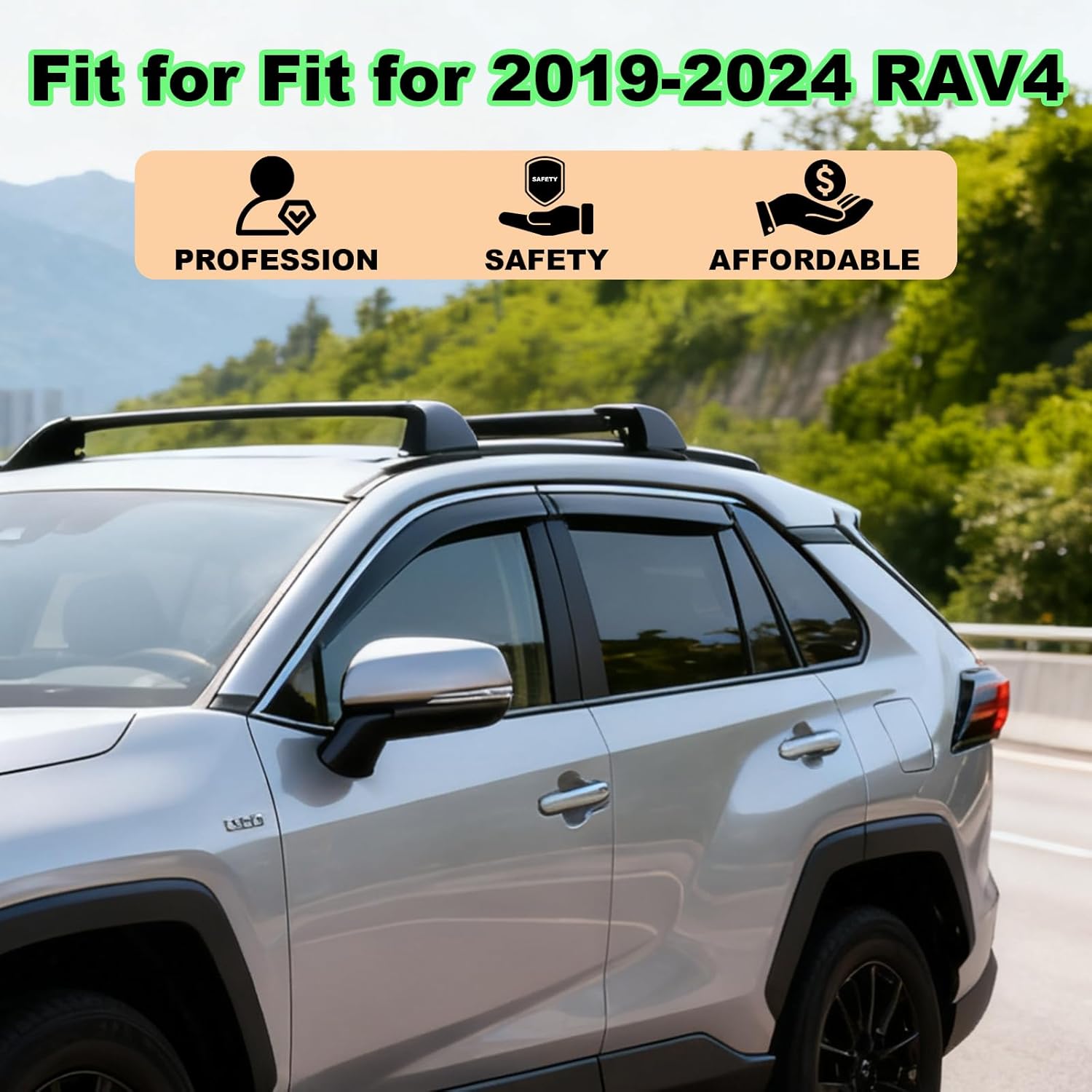Window Rain Guards for Toyota RAV4 2019-2025 Window Visor Out-Channel,Tape-On Side Window Deflectors Dark Smoke Vent Visor Shades for RAV4 Accessories 4PCS (19-25)
