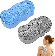 Duschschwamm Körper,Exfoliating Naturschwamm,Fußbürste für die Dusche,Duschbürste Rücken,Körperbürste für die Reinigung von Rücken, Ellbogen, Hüfte (Grau + Blau)