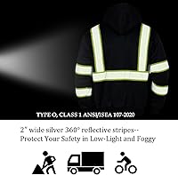 Vista 6 de VENDACE Chaqueta de sudadera reflectante de seguridad ANSI Clase 3 de alta visibilidad para hombre con cremallera de forro polar de lana con parte