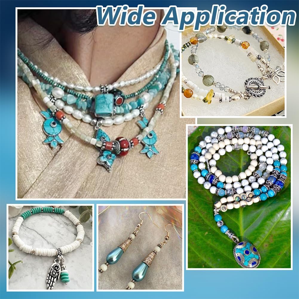 PH PandaHall 300PCS 6 Styles Metal Spacer Bead, Silver Alloy Daisy Beads Bicone Flower Beads Flat Rondelle Snowflake Loose Beads Charms for Bracelet Necklace Earring Jewelry Making Supplies - Image 6