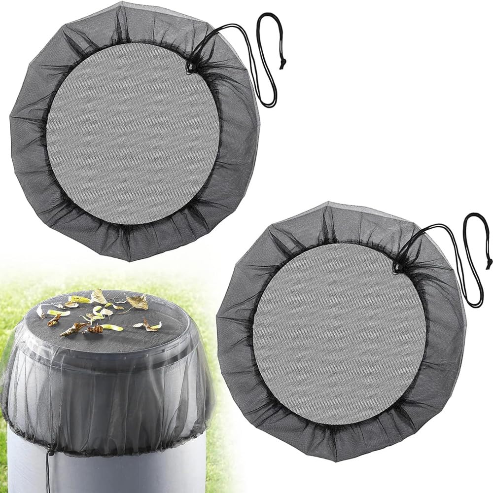 HLIWS 2 Pcs Mesh Cover for Rain Barrels Water Butt Net,for covering buckets