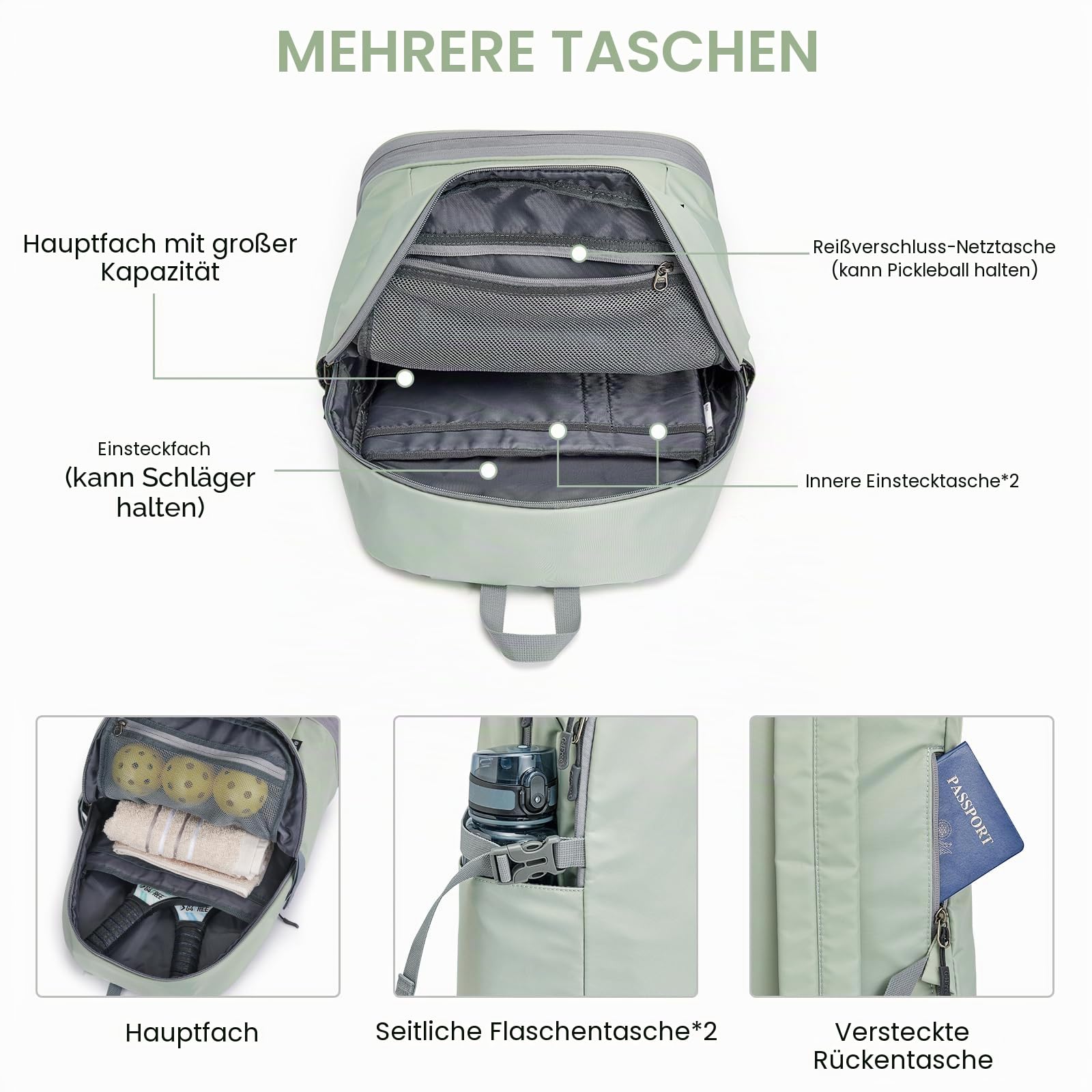 G4Free 35L Sportrucksack&Großer Reiserucksack mit Schuhfach und Nasstasche