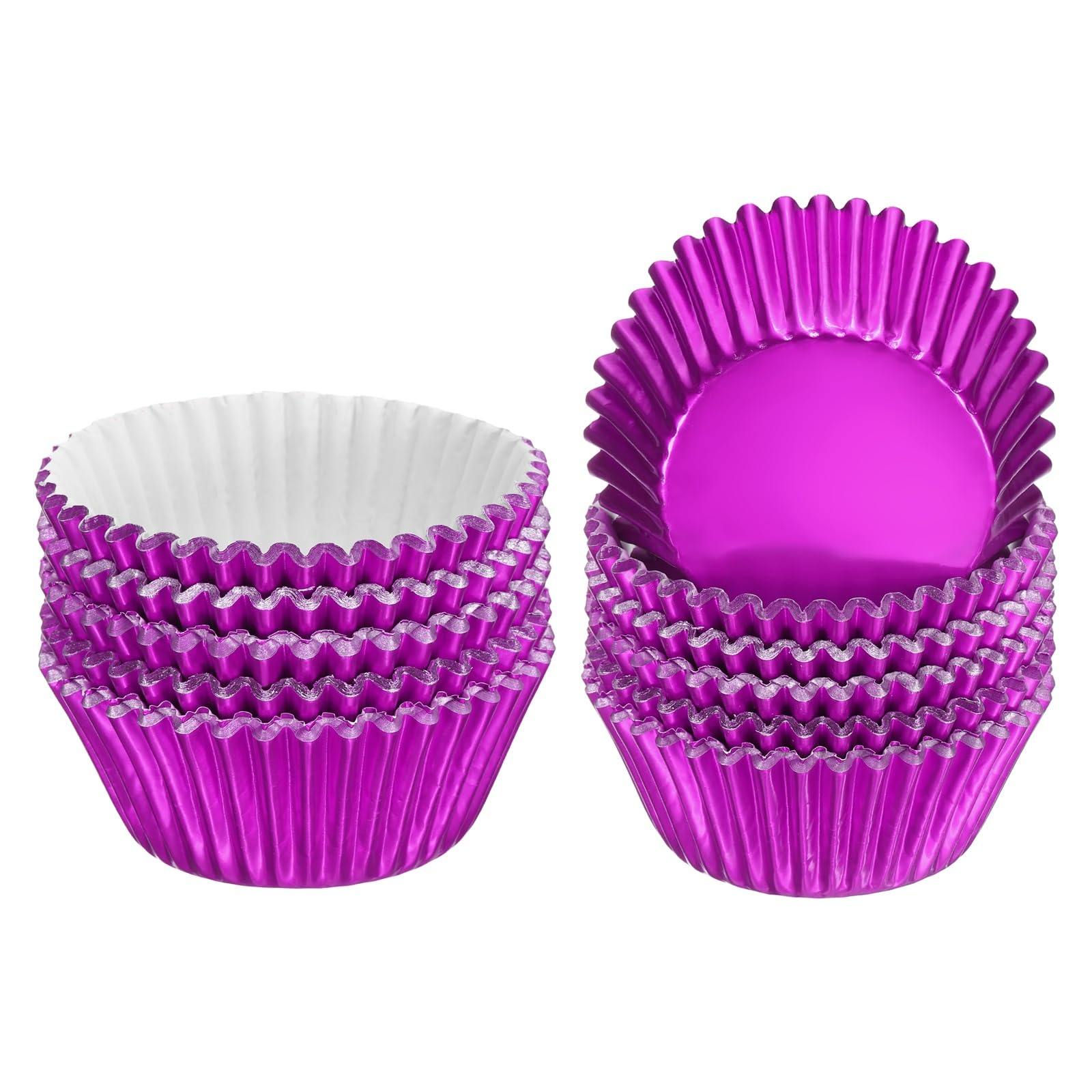 sourcing map 200 Count Rose Red Foil Muffins Cupcake Liners Standard Size Metallic Baking Cups Wrappers Greaseproof for Party Wedding Birthday