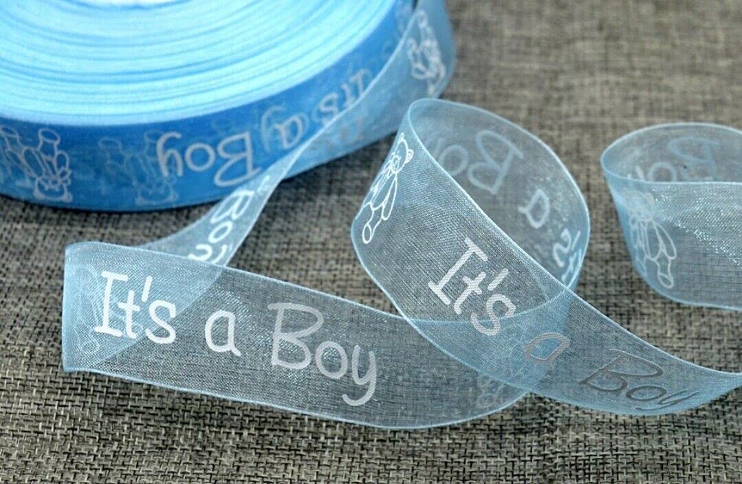 HoitoDeals 1 Meter It's a Baby Boy Organza Ribbon For Party, Baby Shower, Cake Wrap etc. (25mm)