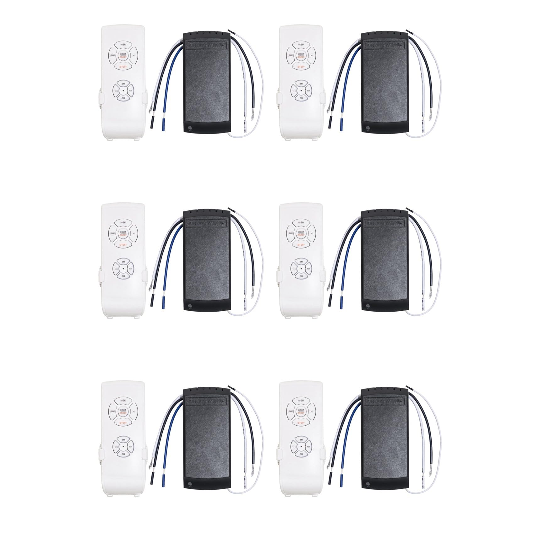 Jnchdghwa White&Black 6X Universal Ceiling Fan Lamp Remote Control Kit Adjusted Wind Speed Transmitter Receiver Timing Control Switch 220V