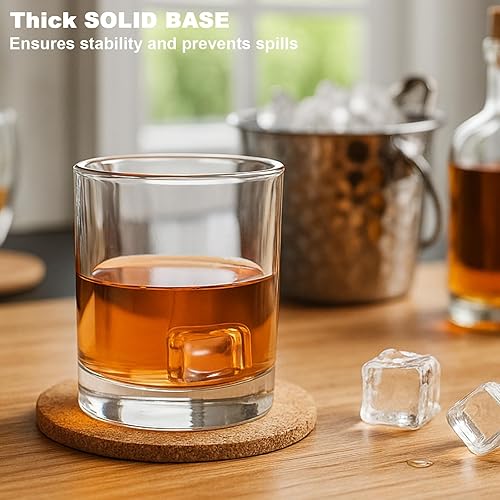 Miniatura 5 de Yaomiao 18 vasos de whisky a la antigua a granel de 10 onzas de vidrio de bourbon, vasos de cóctel para whisky, bourbon licor y bebidas de cóctel,