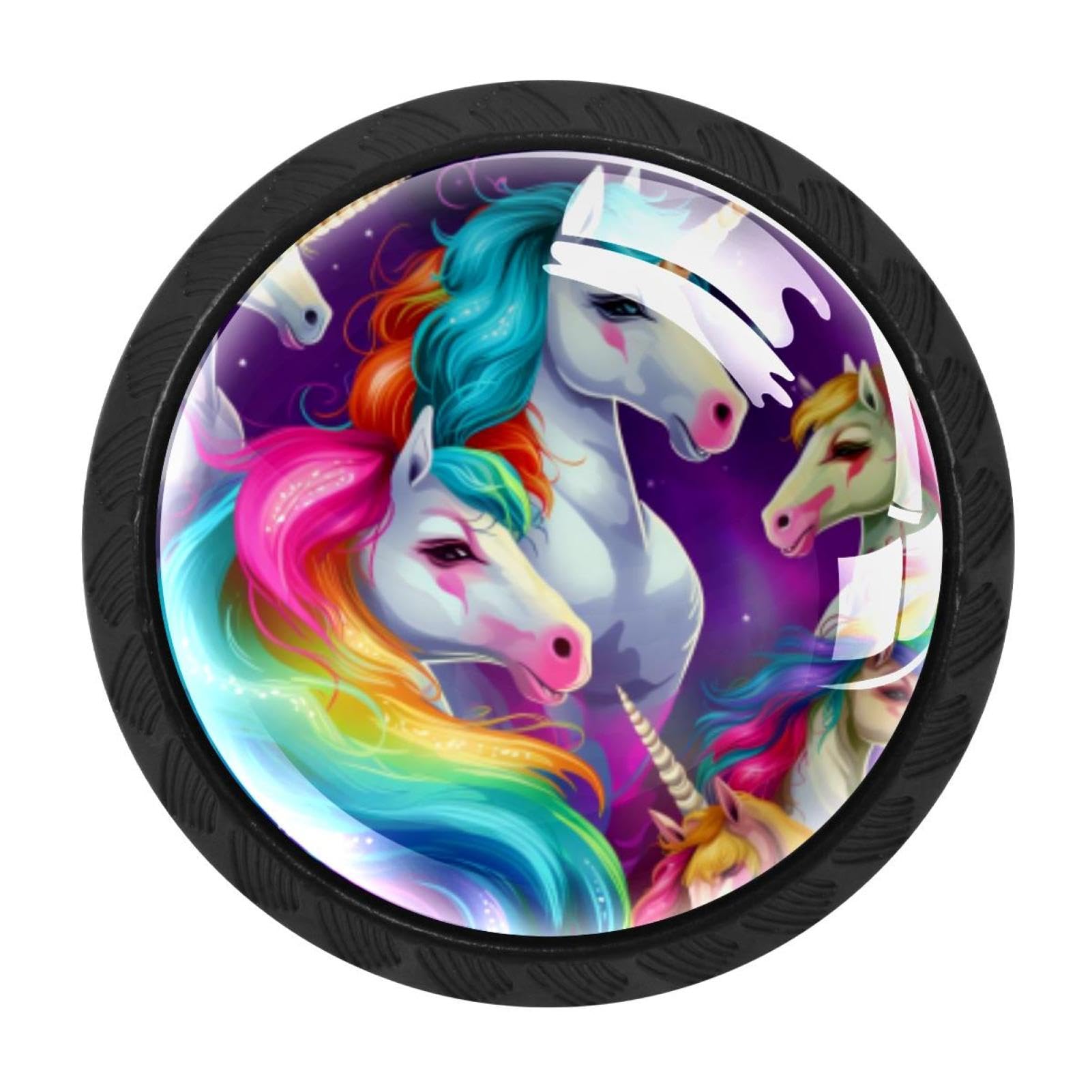Chenzzzz Multicolored 16 4 Pack Round Cabinet Knobs For Kitchen Bathroom Closet Dresser Cabinets, Rainbow Unicorn