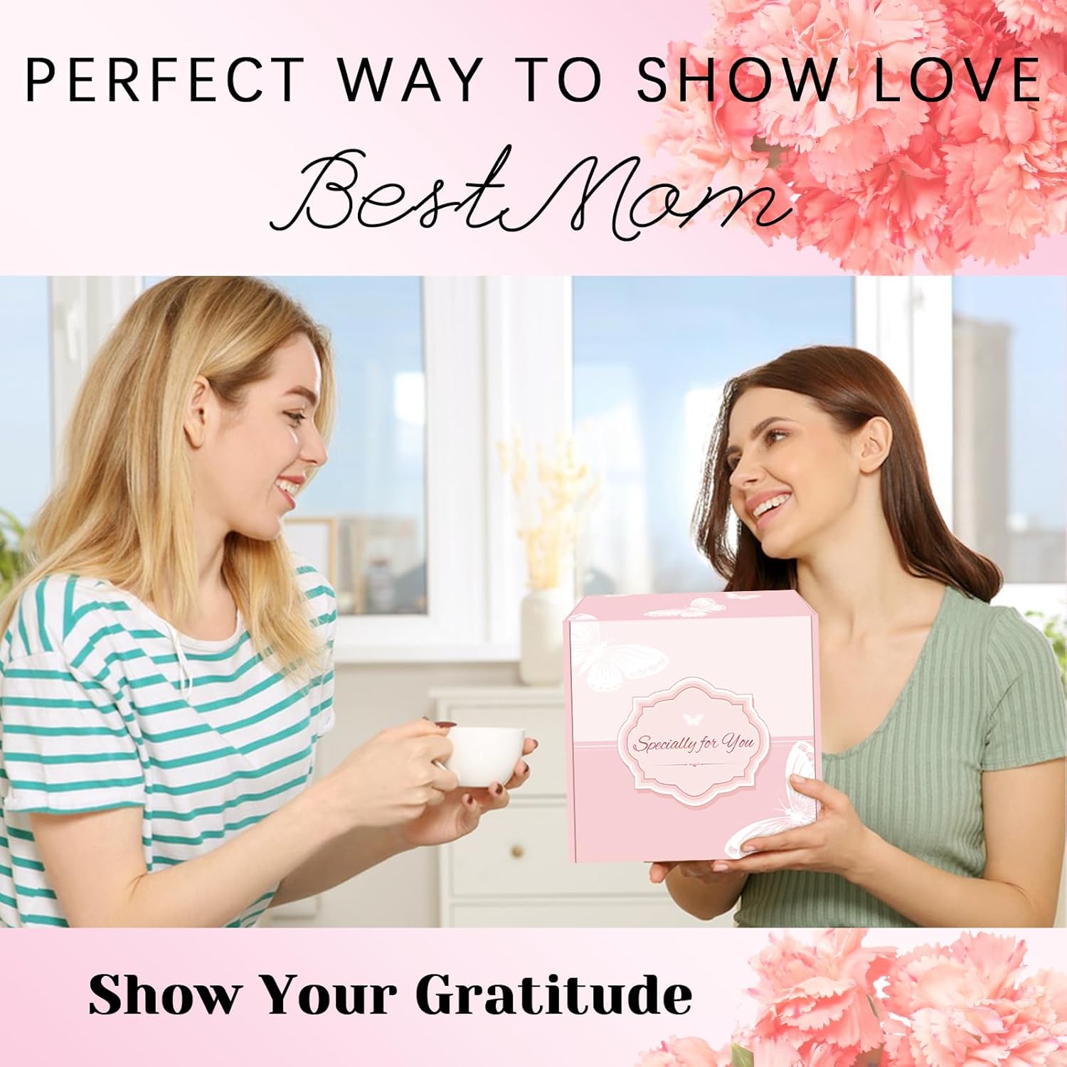 Birthday Gifts for Mom, Mom Gifts from Daughter Or Son, Mother's Day Gift Basket, Moms Gift for Valentines, Mothers Day, Christmas, Mother Basket with 12 Oz Ceramic Mug, Mirror, Necklace - Image 7