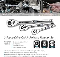 Vista 7 de DURATECH Juego de 56 llaves de trinquete de 1/4 pulgadas y puntas de destornillador, 2 juegos en 1, 72 dientes y 60 dientes con juego de dados