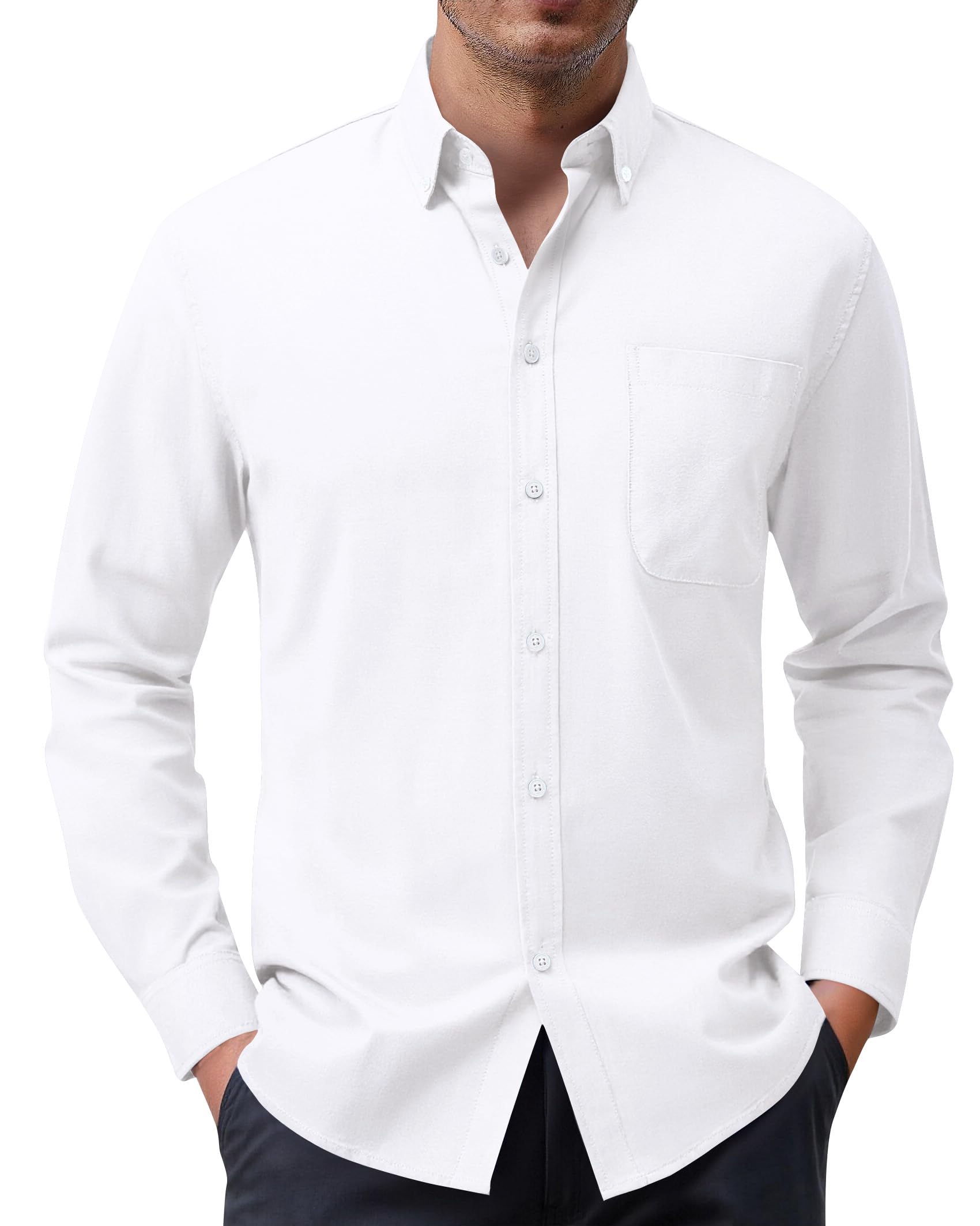 siliteelon Herren Hemd 100% Baumwolle Oxford Hemden Langarm Bügelfrei Freizeit Regular Fit Business Faltenfrei Formales Anzug Hemden mit Tasche