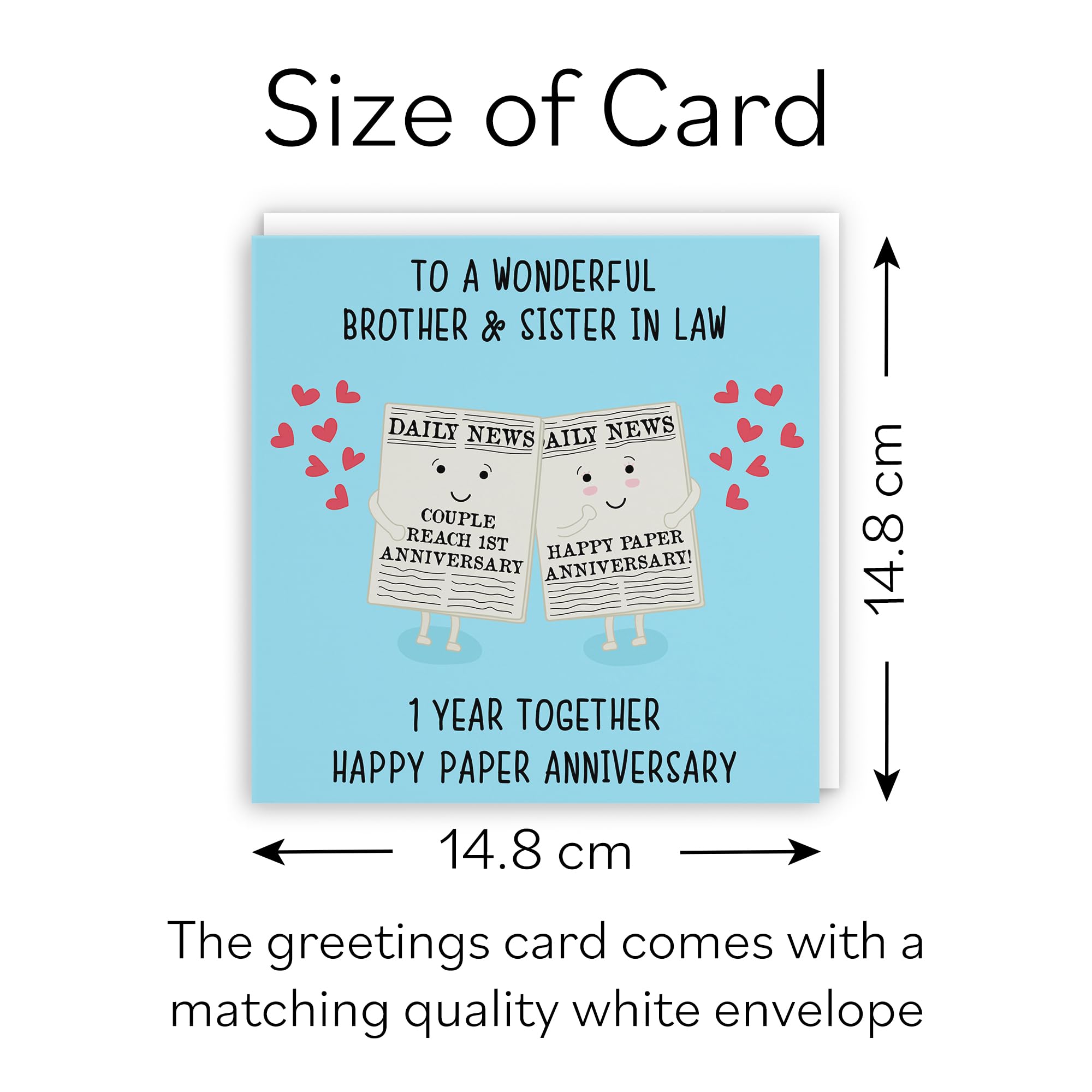 Hunts England, Brother And Sister In Law 1st Anniversary Card, Fun Cute Anniversary Card, 1 Year Together - Image 4