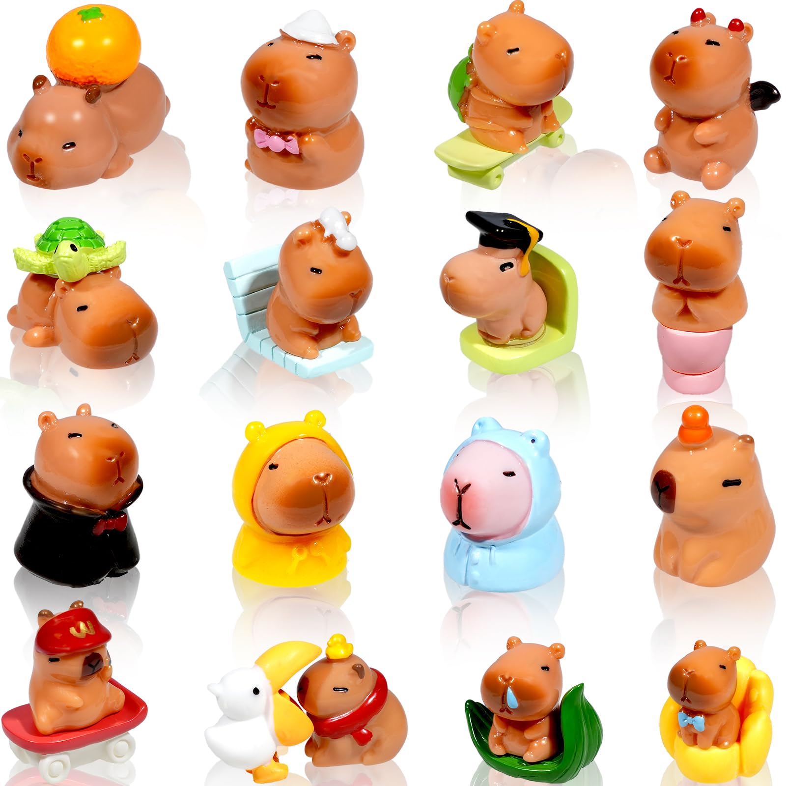 Exasinine 26pcs Miniature Capybara Figurines Mini Resin Capybara for DIY Fairy Garden Decoration Moss Landscape Home House Birthday Party Decorations-image-22