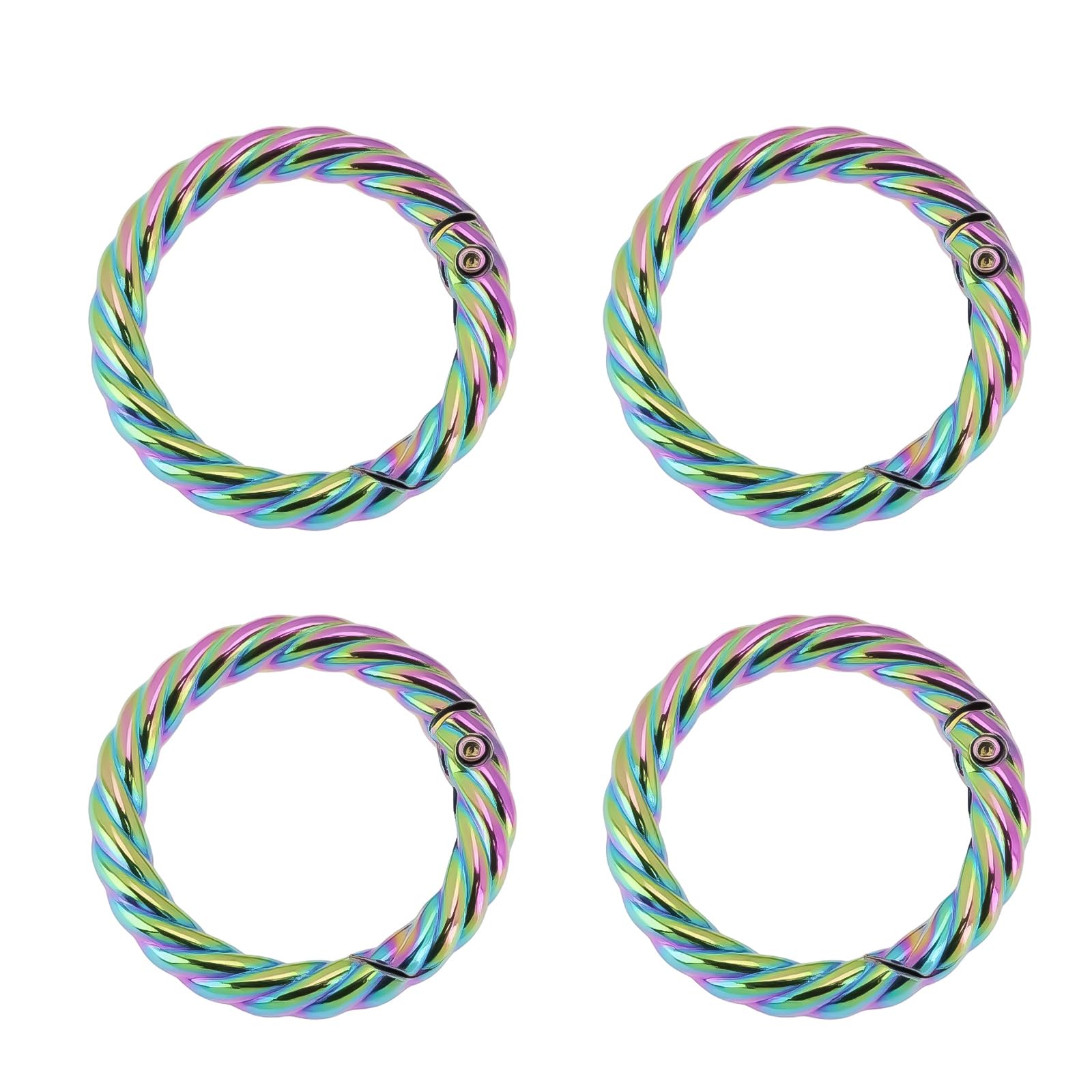 Briny River 4Pcs Rainbow O Ring Hook Spring Opening Snap Clip 1 Inch Inner Diameter 26Mm Outer Diameter 35Mm Zinc Alloy Keychain
