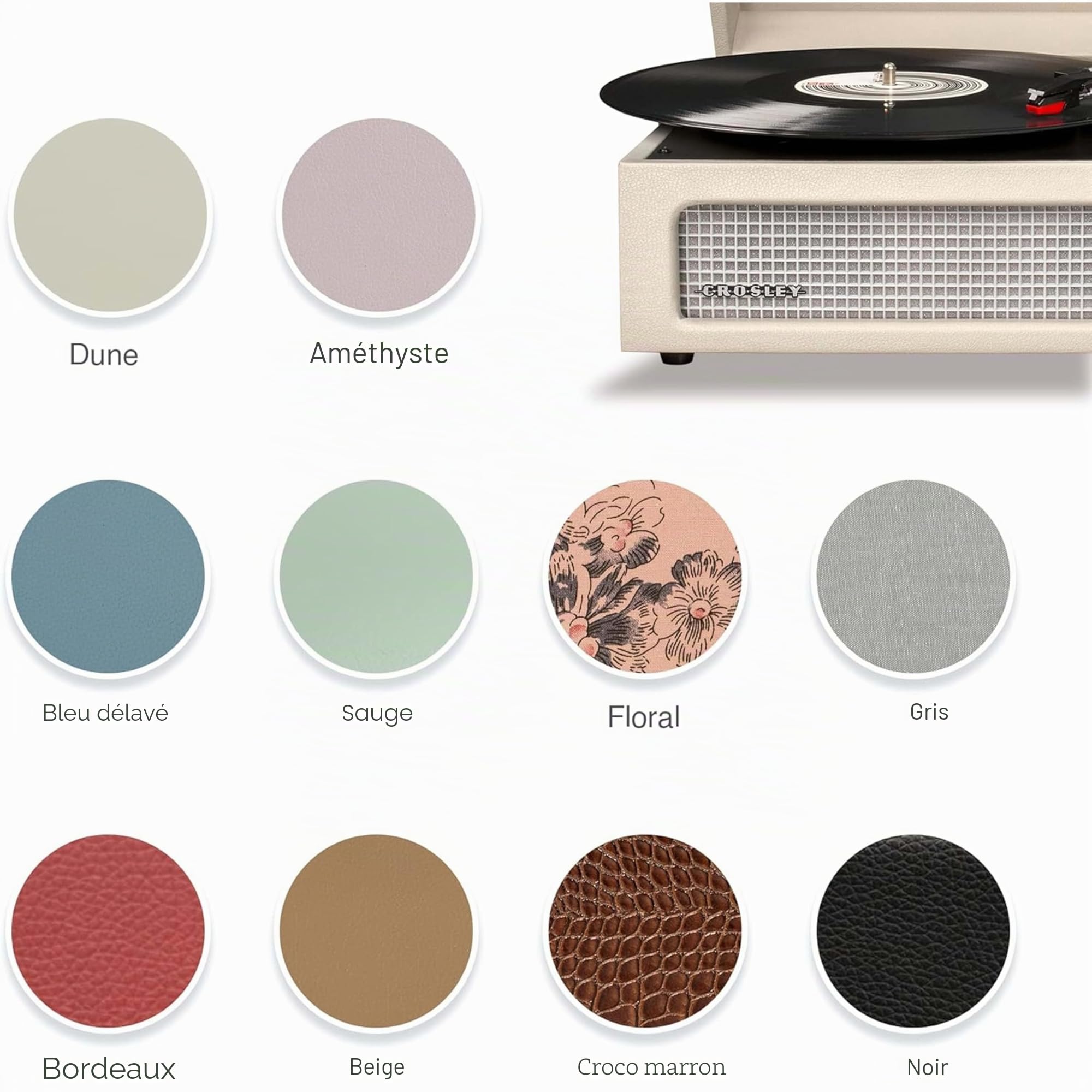Crosley Voyager Plateau tournant Motif Floral CR8017B-FL4