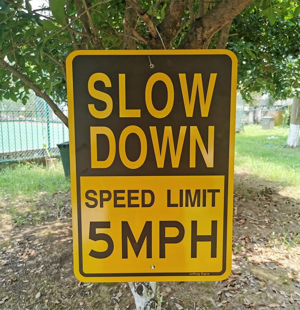 Joffreg Slow Down Speed Limit 5 MPH Sign,17 x12 Inches,Reflective Aluminum (4 Pack)