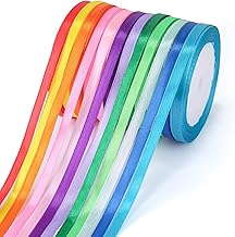 Ruban Satin, 12 Couleurs 6mm x 22m Ruban Tissu pour Bricolage Art & Artisanat, Emballage Cadeau, Ballons, Nœuds, Décoration de Mariage (12 Rouleaux, Polyester)