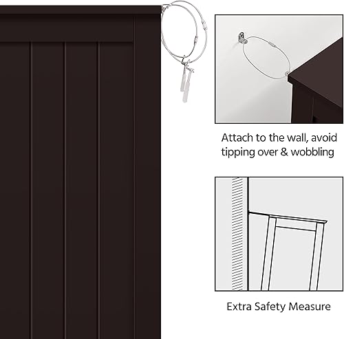 Miniatura 8 de Yaheetech Large Bathroom Floor Cabinet with 4 Drawers and Single Door Cabinet, Freestanding Storage Cabinet for Living Room Kitchen Hallway,