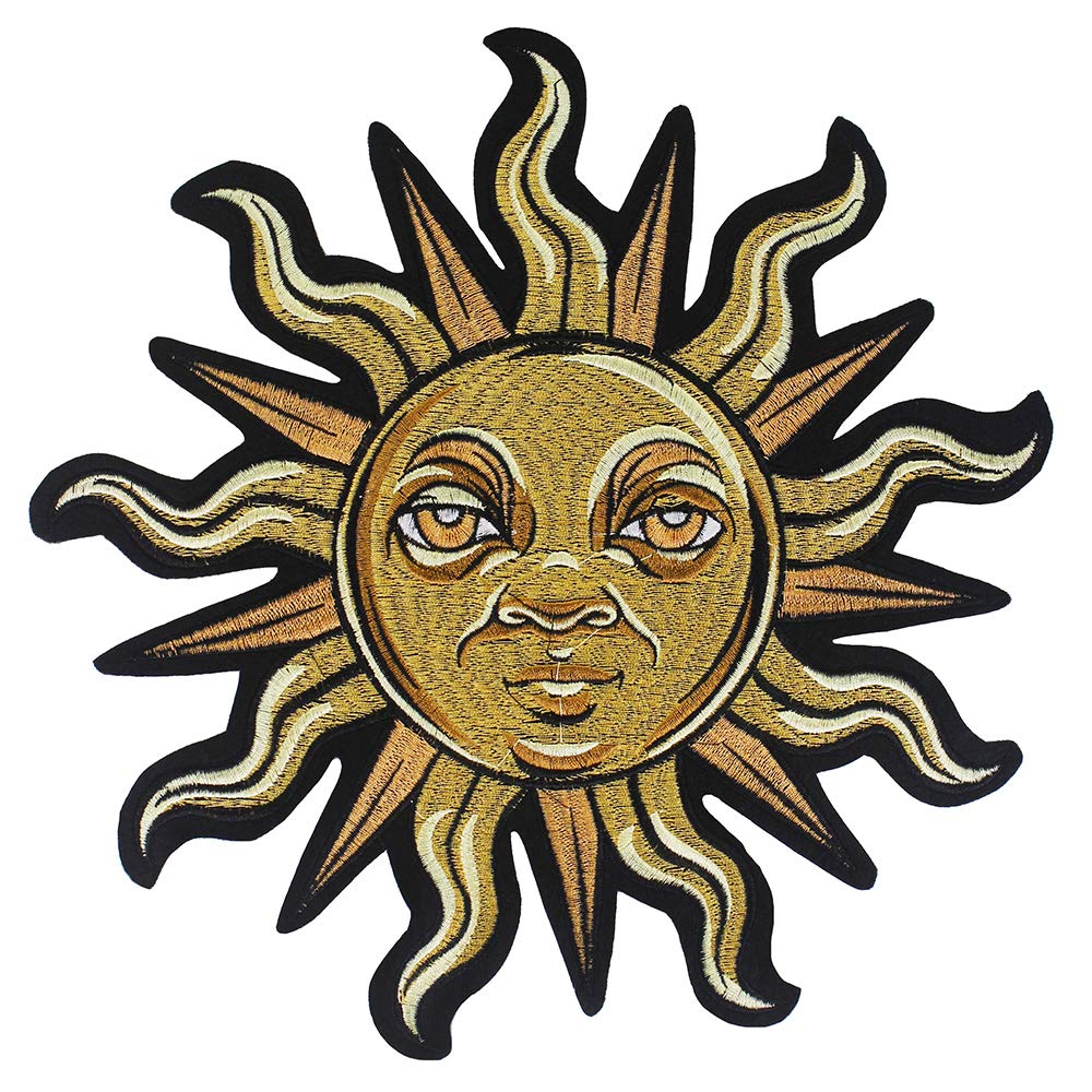 Yellow Sun Sunshine Applique Sun Flower Iron on Embroidered Sun Moon Patch for Backpacks Jeans Jackets Clothing Cartoon Design (Gold A)